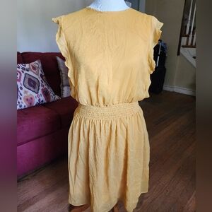 Mossimo Supply Co Yellow Smocked Midi Dress